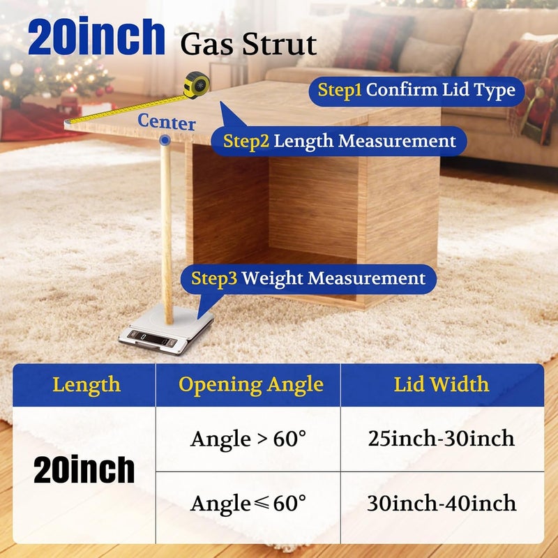 ARANA 20 inch 250 Lbs Gas Props Struts ST200M1250, 1112N Lift Support Shock for Heavy Duty Tonneu Cover Truck Bed Cover Murphy Bed Trap Door, 2Pcs (Super Strong, for 235-265lb)(No Brackets) - Image 4