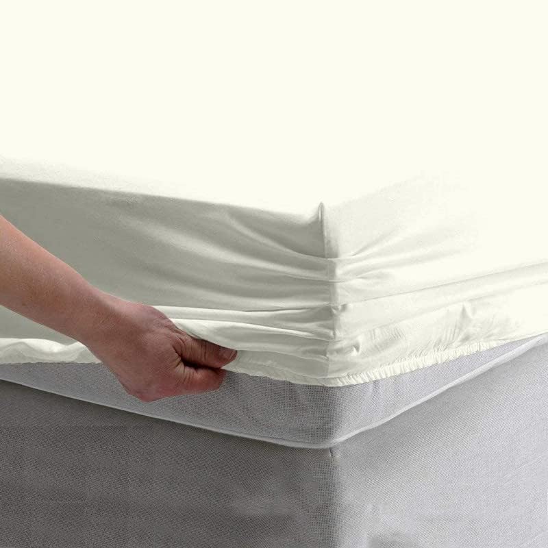 KEDARA CLOTH Kedara Cloth Microfiber Feel Glace Microfiber Elastic Fitted King Size Bed Bedsheet with 2 Pillow Cover78x84 Ivory Solid_78 x 84Cal King Bed  - Image 2