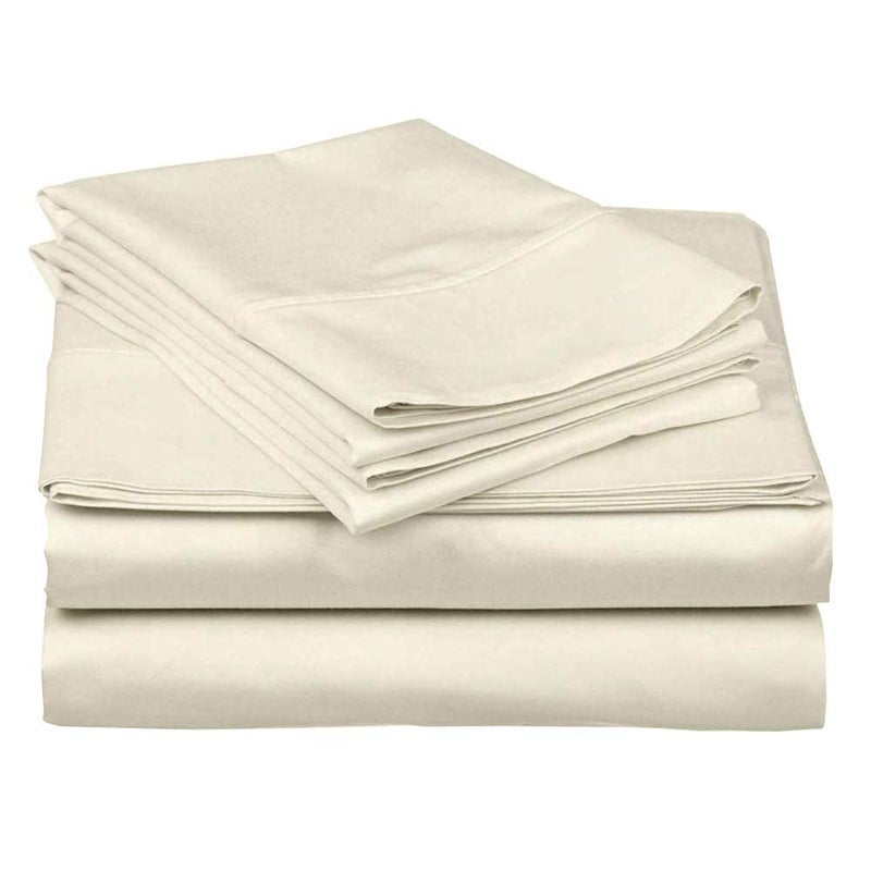 KEDARA CLOTH Kedara Cloth Microfiber Feel Glace Microfiber Elastic Fitted King Size Bed Bedsheet with 2 Pillow Cover78x84 Ivory Solid_78 x 84Cal King Bed  - Image 5