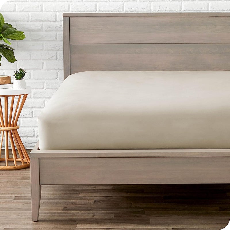KEDARA CLOTH Kedara Cloth Microfiber Feel Glace Microfiber Elastic Fitted King Size Bed Bedsheet with 2 Pillow Cover78x84 Ivory Solid_78 x 84Cal King Bed  - Image 1