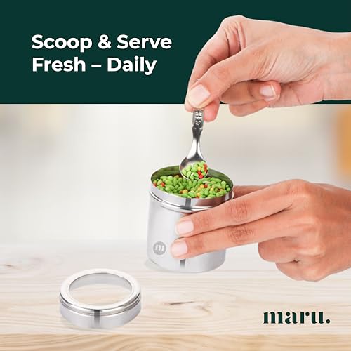 MARU Stainless Steel 2-in-1 Mukhwas Container with Wirestand, 130ml Each, Durable Containers with See-Through Lids, Ideal for Spices, Dry Fruits, Mouth Fresheners, Kitchen Organizer - Image 5