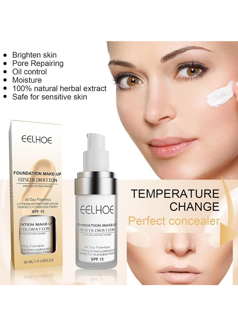 EELHOE - EELHOE Color Change Foundation Corrector Long-lasting Moisturizing Concealer, Waterproof, EELHOE Liquid Foundation - Image 1