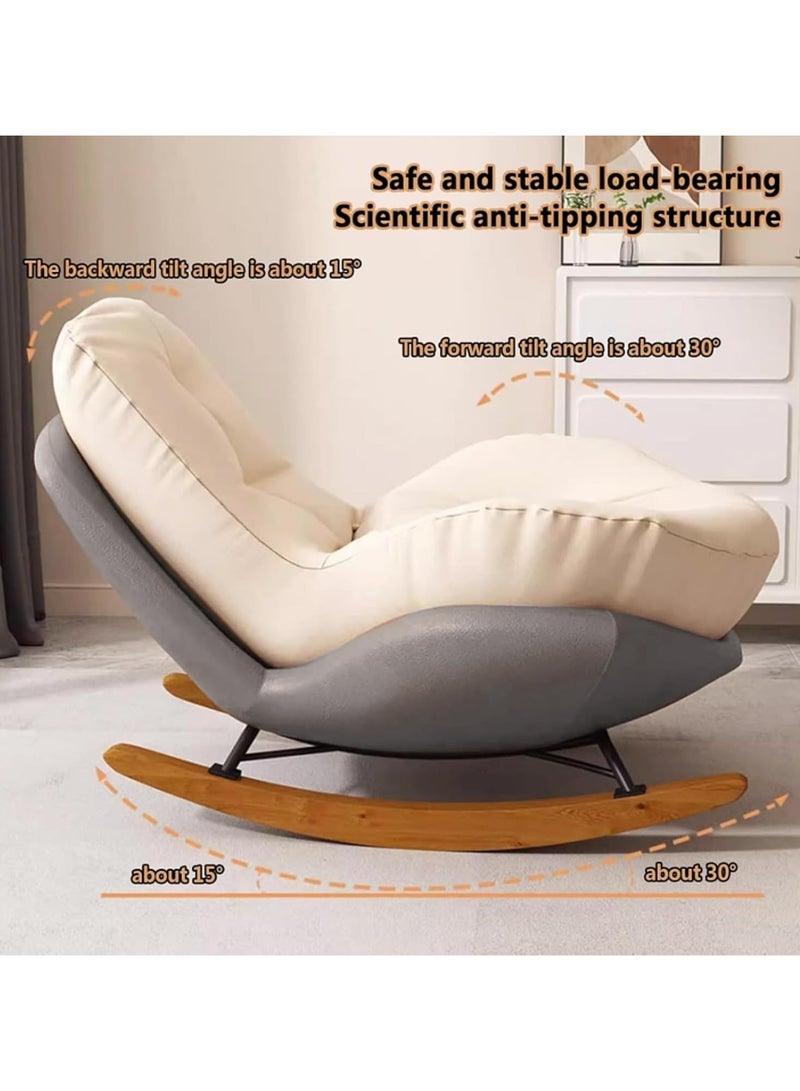 VUCATIN أريكة هزازة مع مسند للقدمين، كرسي هزاز عصري، أريكة كسولة مبطنة، أريكة هزازة لغرفة النوم، غرفة الأطفال، شرفة (بيج برتقالي) - Image 2