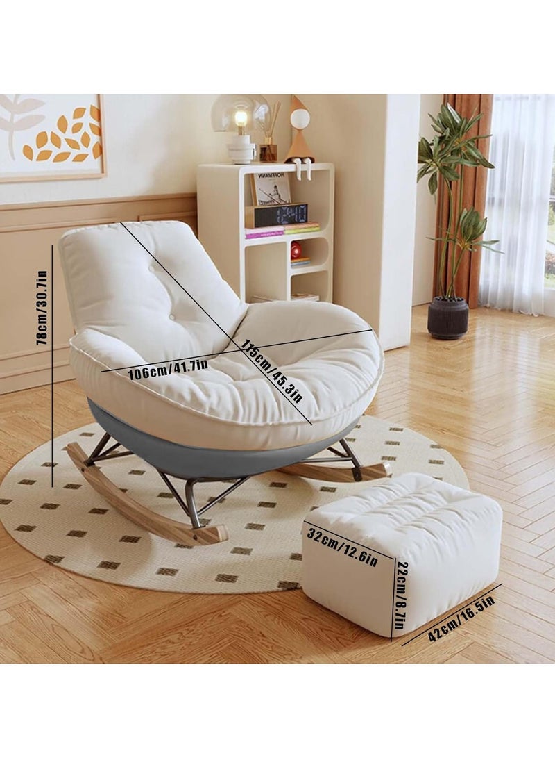 VUCATIN أريكة هزازة مع مسند للقدمين، كرسي هزاز عصري، أريكة كسولة مبطنة، أريكة هزازة لغرفة النوم، غرفة الأطفال، شرفة (بيج برتقالي) - Image 4