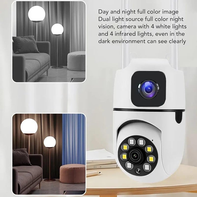 CAMERA DEKHO كاميرا ديخو كاميرا أمان منزلية كاميرا أمان داخلية مع كشف الحركة عدستين 100240 فولت لفيلا قابس أمريكي 100240 فولت - Image 3