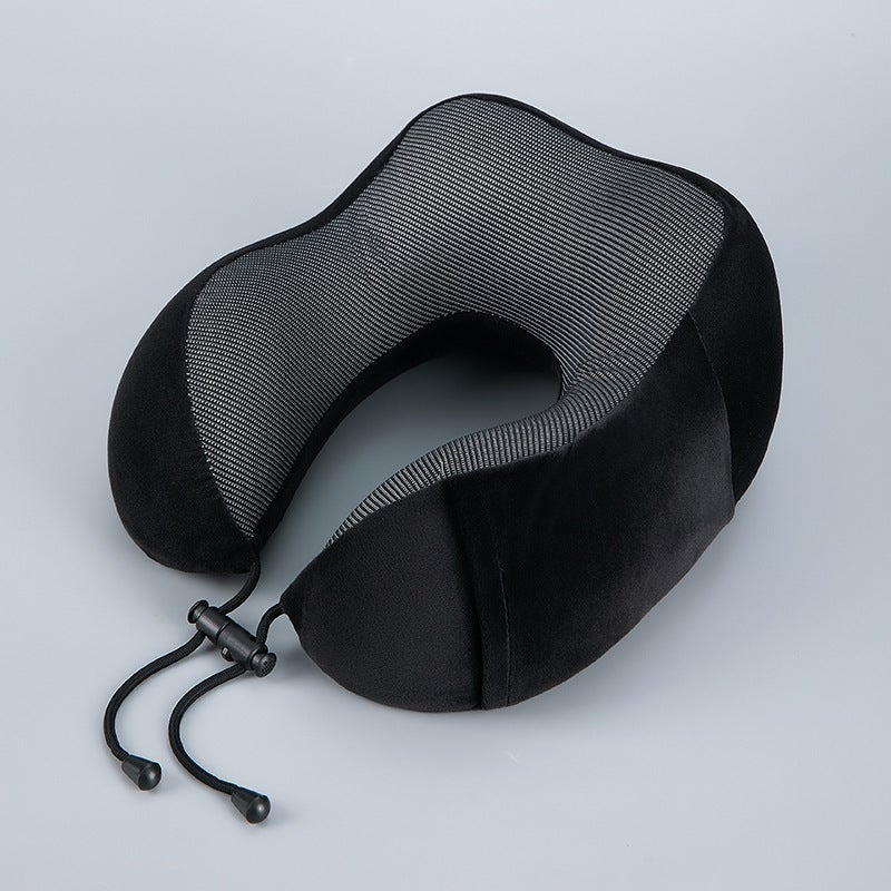 Manufacturers U-shaped pillow memory cotton neck pillow neck pillow U-shaped neck pillow travel pillow magnetic cloth cervical pillow aircraft memory pillow Black 
