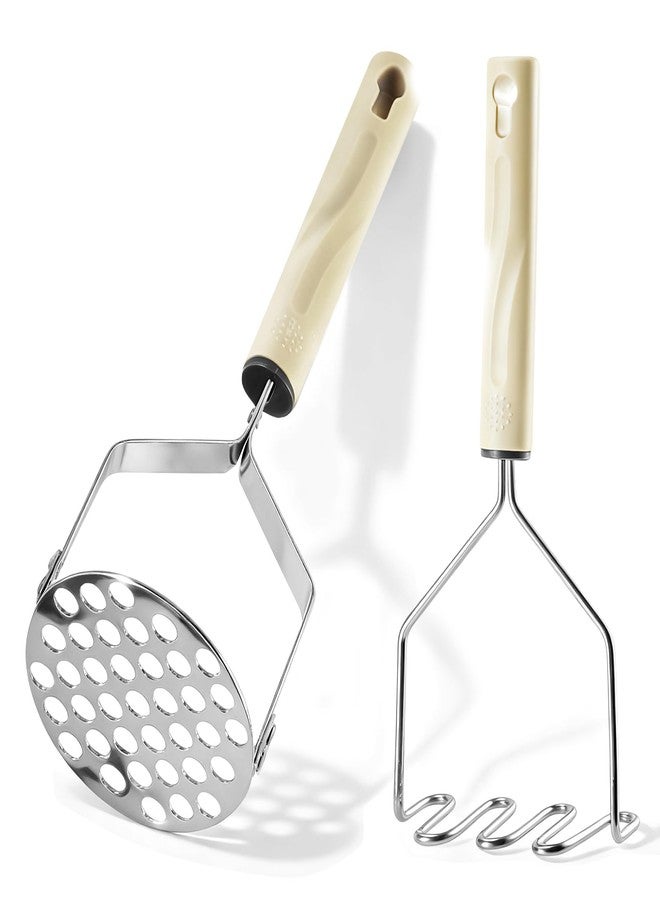 Vriysei Potato Masher Stainless Steel, 2pcs Heavy Duty Mashed Potato Mashers - Masher Kitchen Tool & Food Mashers for Potatoes, Beans, Avocado, Meat, Vegetables Dishwasher Safe - Image 1