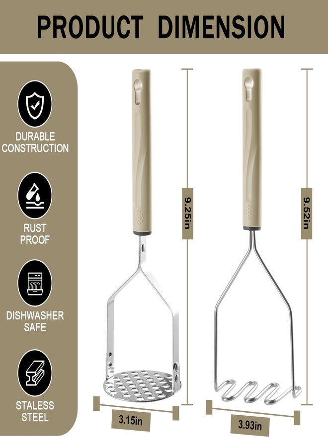 Vriysei Potato Masher Stainless Steel, 2pcs Heavy Duty Mashed Potato Mashers - Masher Kitchen Tool & Food Mashers for Potatoes, Beans, Avocado, Meat, Vegetables Dishwasher Safe - Image 4