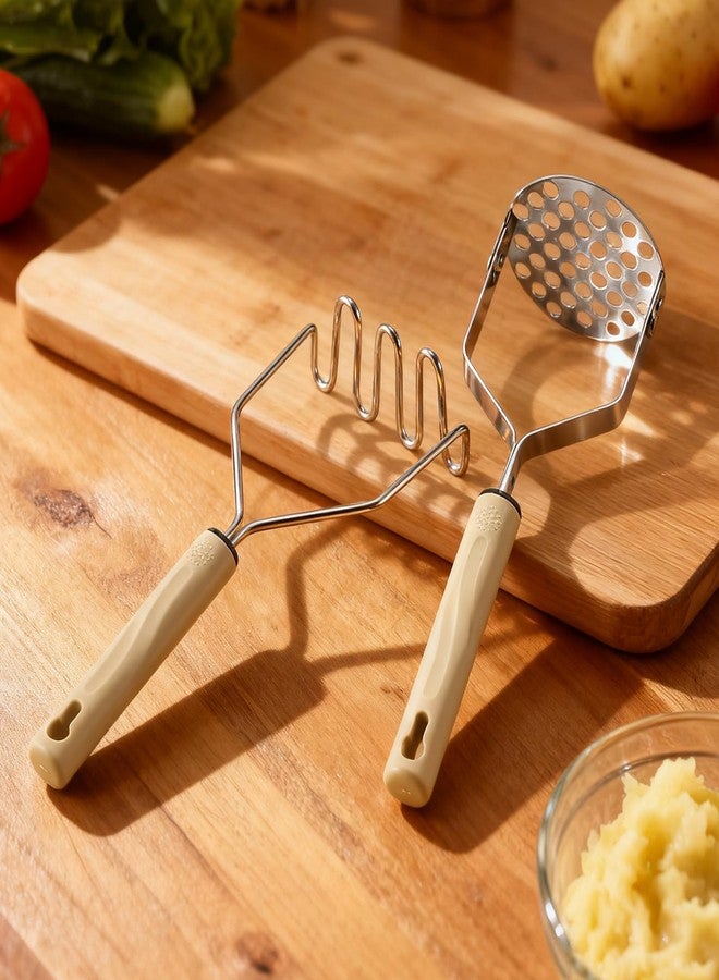 Vriysei Potato Masher Stainless Steel, 2pcs Heavy Duty Mashed Potato Mashers - Masher Kitchen Tool & Food Mashers for Potatoes, Beans, Avocado, Meat, Vegetables Dishwasher Safe - Image 2