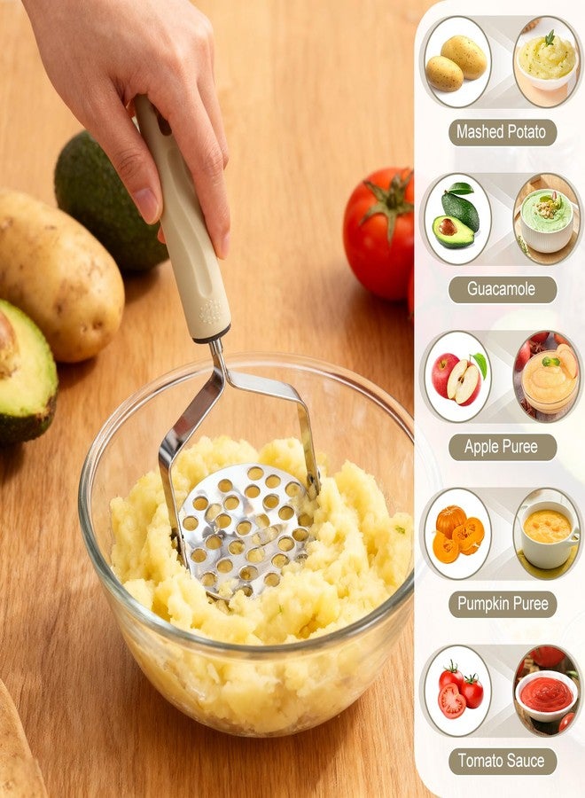Vriysei Potato Masher Stainless Steel, 2pcs Heavy Duty Mashed Potato Mashers - Masher Kitchen Tool & Food Mashers for Potatoes, Beans, Avocado, Meat, Vegetables Dishwasher Safe - Image 5