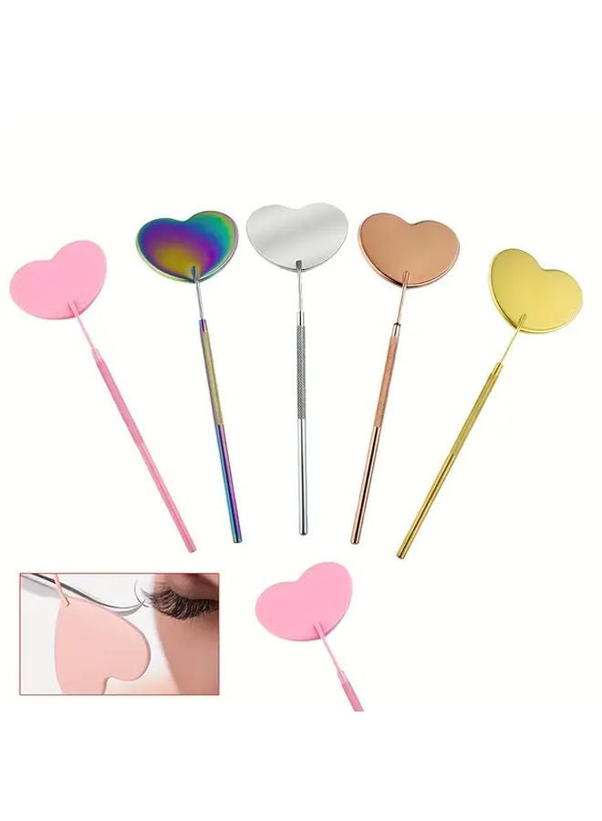Rose Golden Big Heart Mirror Detachable Stainless Steel 45 Degree Angle For False Eyelashes - Image 3