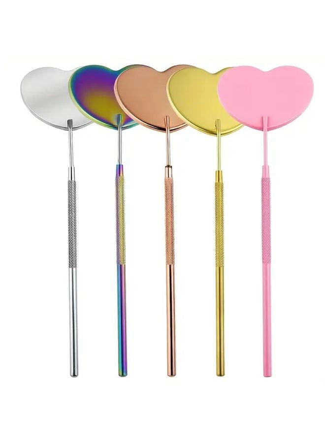 Rose Golden Big Heart Mirror Detachable Stainless Steel 45 Degree Angle For False Eyelashes - Image 2
