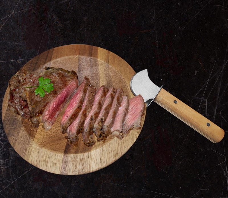 HSHQING Steak Rocking Knife with Anti-Slip Handle for One-Handed User, Super Sharp Rocker Ulu Knife for Limited Strength Hand Arthritis, Elderly or Pet Owner - Easy Chopping & Slicing for Meat, Veggies - Image 2