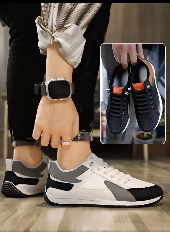 Men's Stylish Comfort Athletic Shoes, Lightweight Low-Top Casual Sneakers, Durable Thick Sole for Outdoor & Daily Wear - Image 2