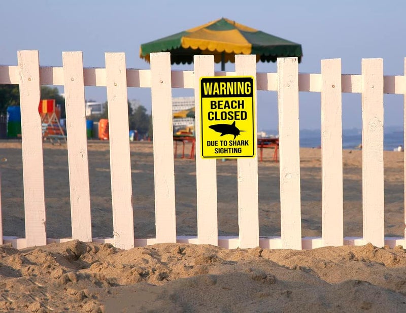 kengtou Warning Beach Closed Due to Shark Sighting Metal Sign - Image 5