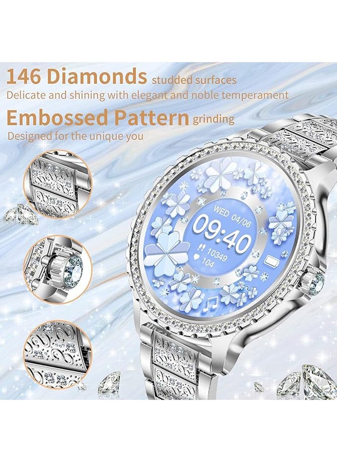 RollsTimi  Lady's Fashion Smartwatch Bluetooth Call 1.32inch Round Screen Health Monitoring Fitness Tracker Waterproof AI Voice Assistant Women I58 Smart Watch,Silver  - Image 2