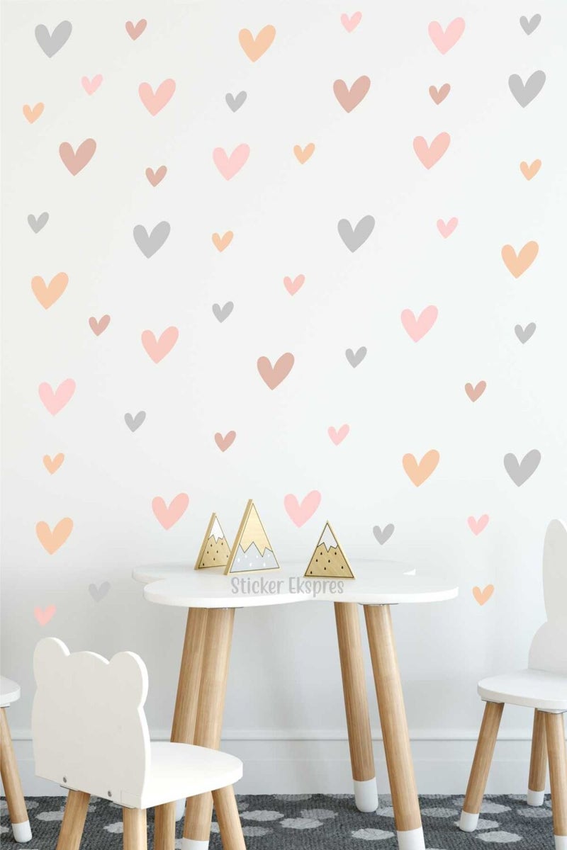Sticker Ekspres Sticker Express Pastel Hearts Complementary Product (Compatible with Pastel Rainbow Set) Kids Room Wall Sticker  - Image 1