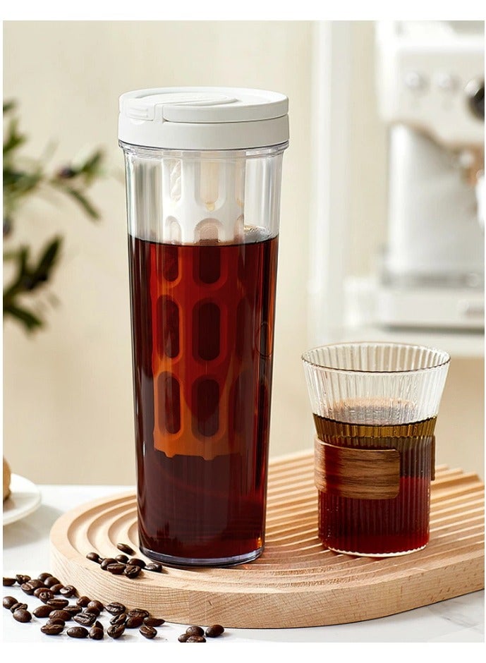 34oz Cold Brew Coffee Maker with Mesh Filter,Portable Cold Brew Cup for Tea Coffee (White) - Image 3