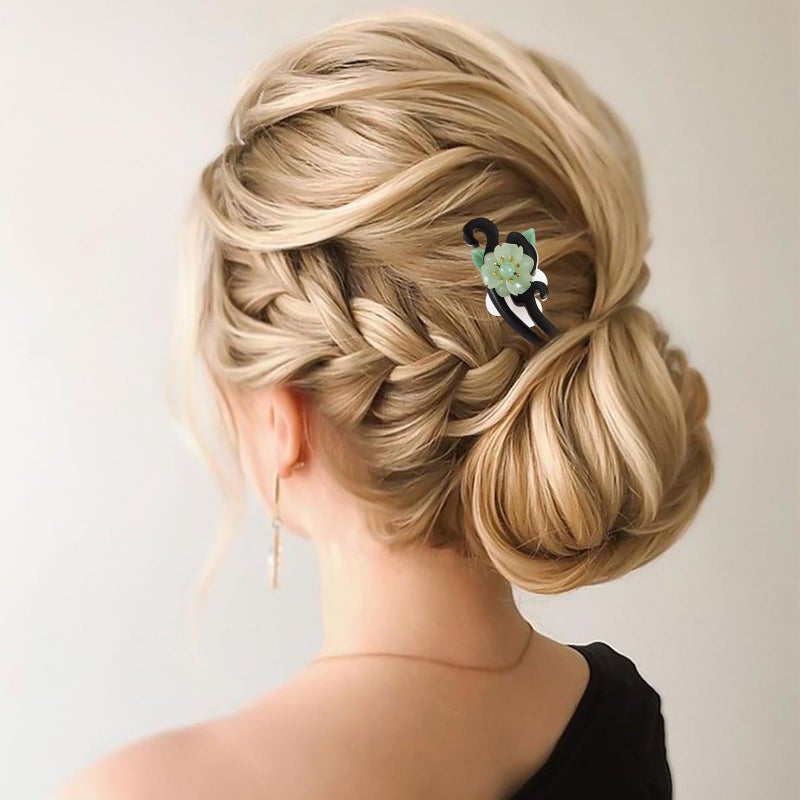 Lurrose Chinese Hair Sticks, Vintage Flower Hair Stick, Japanese Wood Chopsticks for Women Girls - Image 4