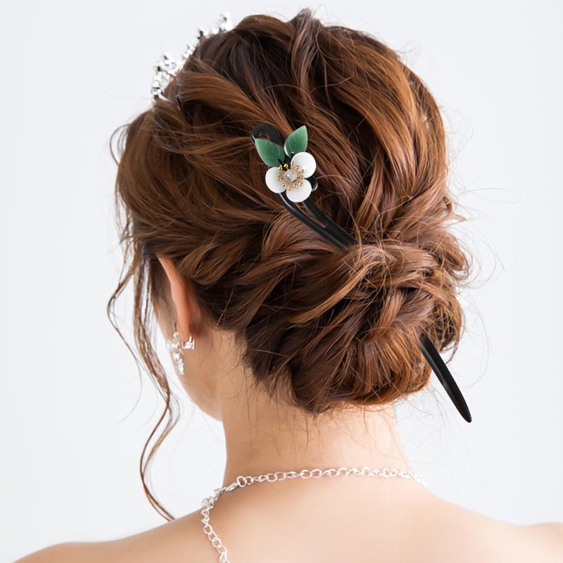 Lurrose Chinese Hair Sticks, Vintage Flower Hair Stick, Japanese Wood Chopsticks for Women Girls - Image 5