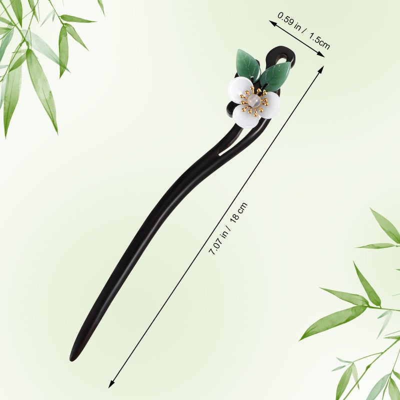 Lurrose Chinese Hair Sticks, Vintage Flower Hair Stick, Japanese Wood Chopsticks for Women Girls - Image 3