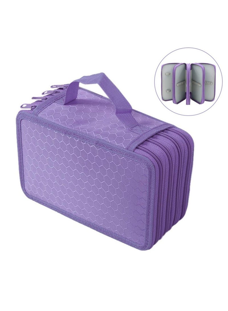 72 Slots Pencil Case Handy Pencil Holder with Zipper 4-layer Colored Pencil Case Large Pencil Bag for Watercolor Pencils Gel Pens and Ordinary Pencils (Purple) - Image 2