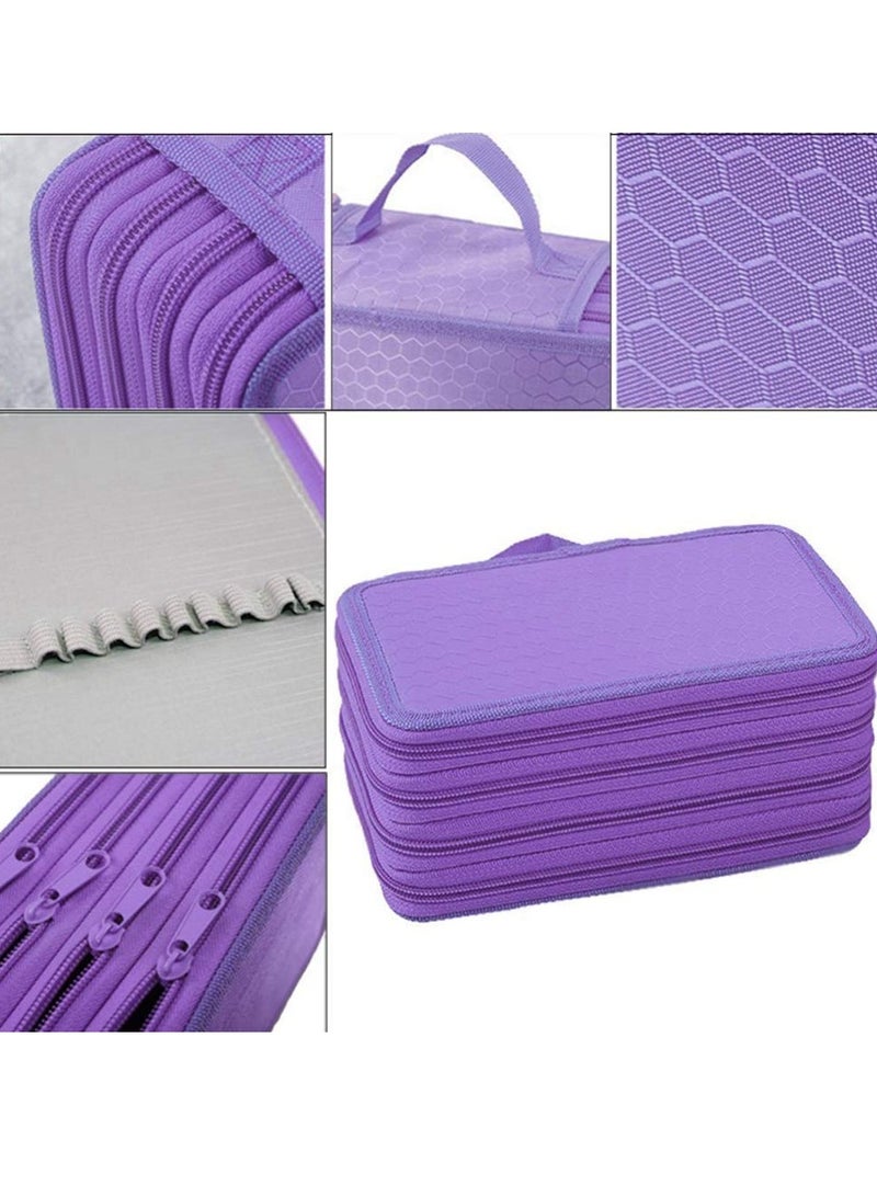 72 Slots Pencil Case Handy Pencil Holder with Zipper 4-layer Colored Pencil Case Large Pencil Bag for Watercolor Pencils Gel Pens and Ordinary Pencils (Purple) - Image 3
