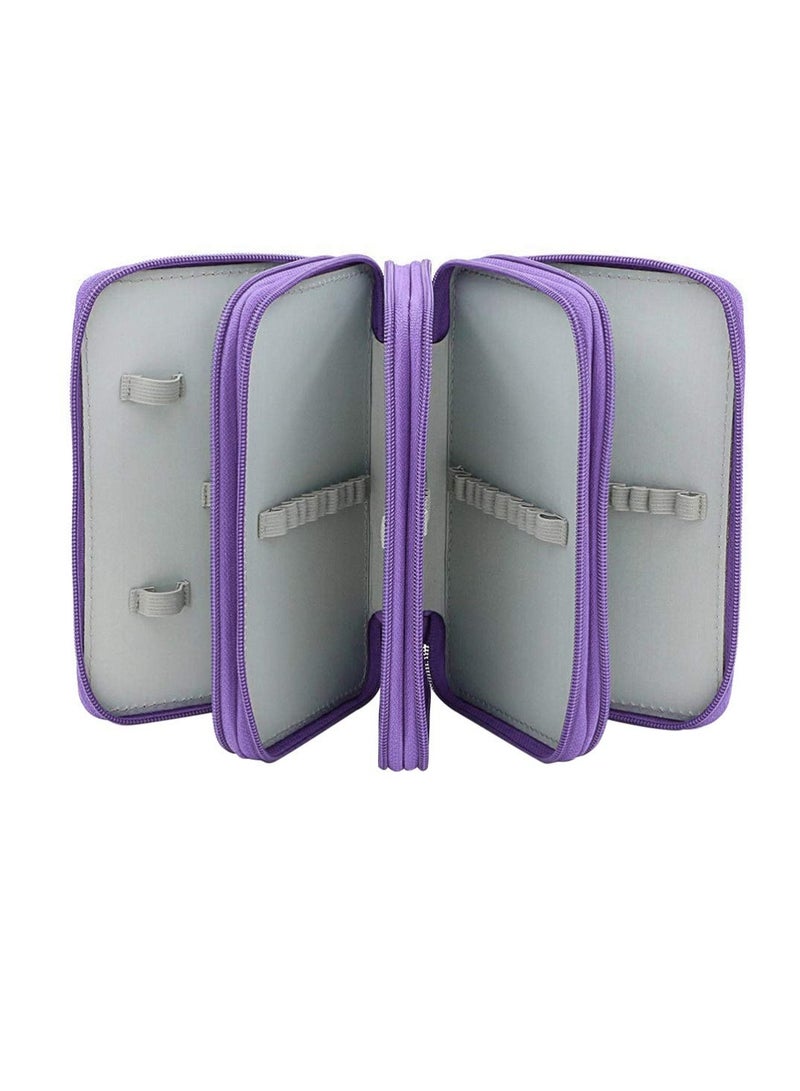 72 Slots Pencil Case Handy Pencil Holder with Zipper 4-layer Colored Pencil Case Large Pencil Bag for Watercolor Pencils Gel Pens and Ordinary Pencils (Purple) - Image 4