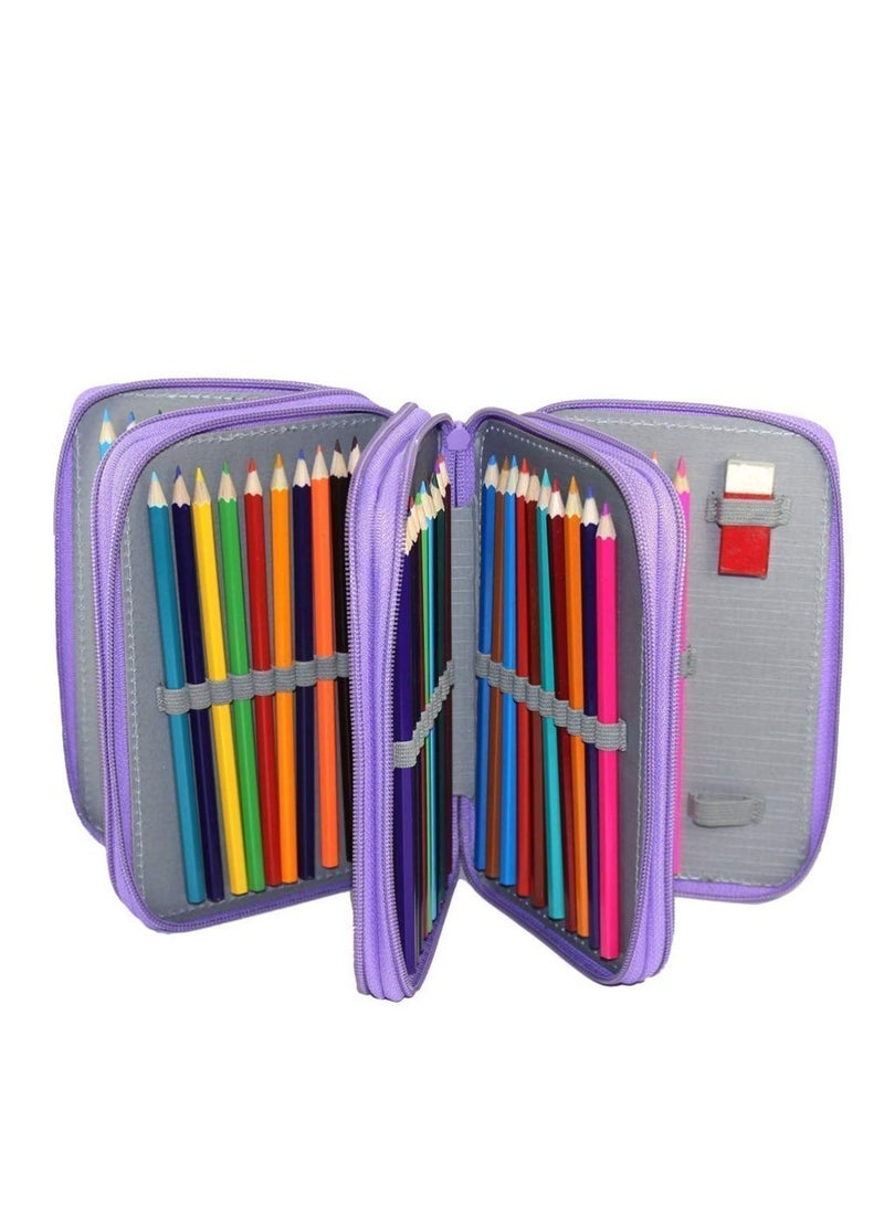 72 Slots Pencil Case Handy Pencil Holder with Zipper 4-layer Colored Pencil Case Large Pencil Bag for Watercolor Pencils Gel Pens and Ordinary Pencils (Purple) - Image 5
