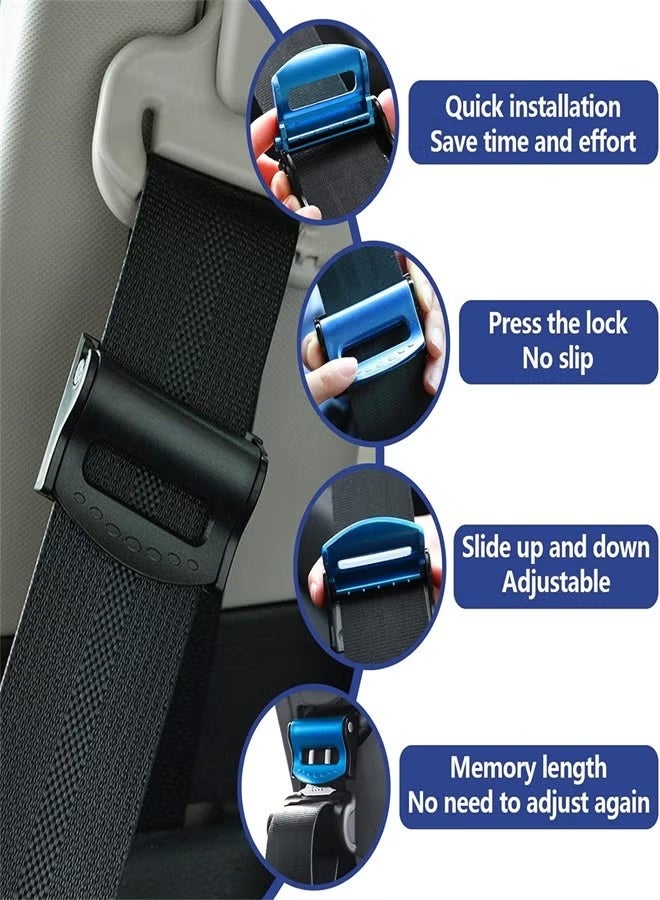 4Pcs Seat Belt Clip Adjuster, Universal Car Seatbelt Adjuster, Car Seat Belt Clip, Seat Belt Locking Clip for Comfort, Seat Belt Stopper(Black, Blue) - Image 2