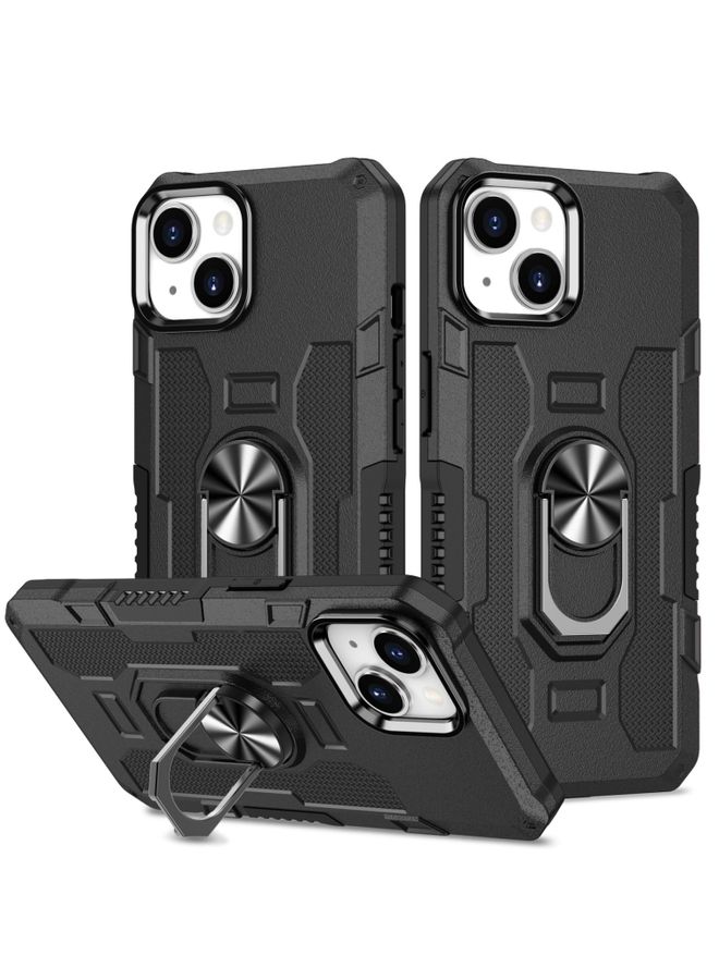 Case Cover For iPhone 13 Ring Holder Armor Hybrid Phone Case Black