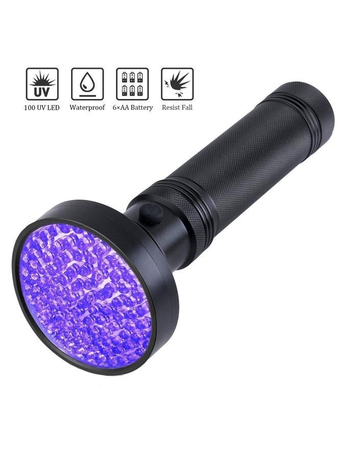 Black Light UV Flashlight, 100 LED Blacklight Flashlights 395 nM Pet Urine Detector for Cat Urine, Bed Bug, Batteries not Included - Image 1