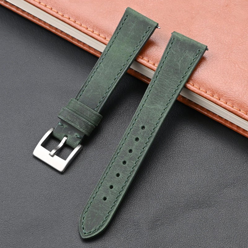 Bluejw Old-Fashioned Top Grain Genuine Leather Watch Band Replacement Strap for Men and Women – 20mm 22mm Width with Quick Release Pins, Easy to Replace the Watch Strap - Image 1