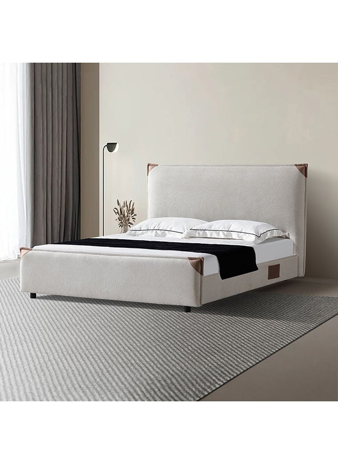 DANUBE HOME Adamantin 120X200 Single Bed Sturdy Modern Design Wooden Single Bed Frame Furniture Quiet & Comfortable Beds L 214x147x113 cm  Beige  - Image 1