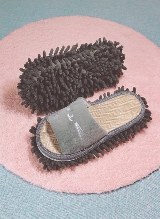 Moorfowl Cat Chenille Microfiber Mopping Slippers Detachable for Women Dust Dirt Hair Mop Slippers Washable for Floor Cleaning - Image 3