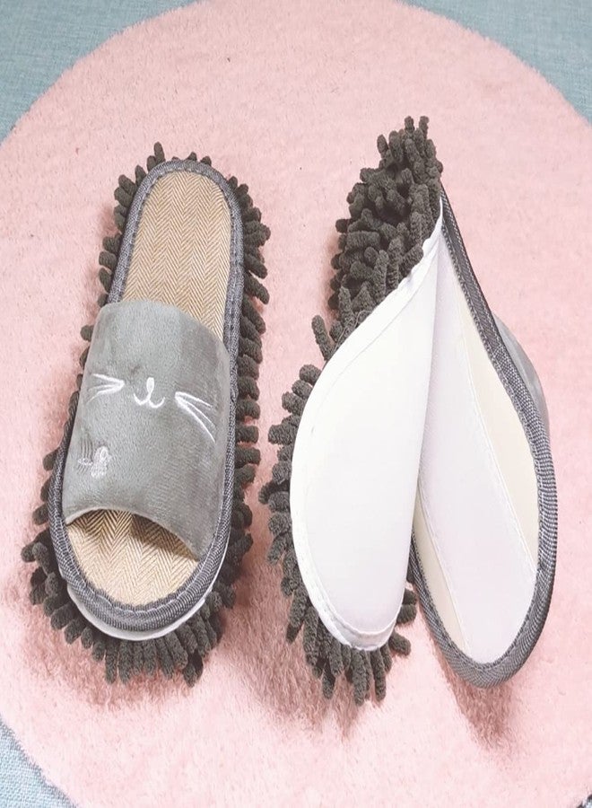 Moorfowl Cat Chenille Microfiber Mopping Slippers Detachable for Women Dust Dirt Hair Mop Slippers Washable for Floor Cleaning - Image 2