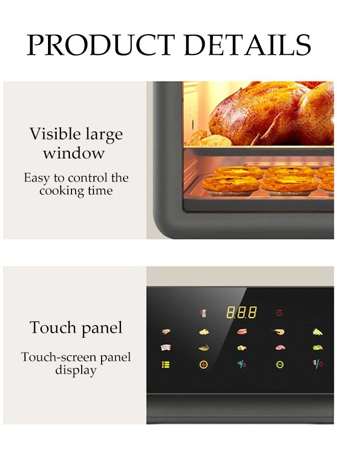 DUNISO قلاية هوائية أوتوماتيكية سعة 10 لتر 10 في 1 تحكم رقمي عالي السعة قلاية هوائية دوامية، دوران هواء ساخن، قلاية هوائية سريعة منخفضة الضوضاء مع نافذة واضحة وضوء لطهي صحي قليل الدهون بدون زيت - Image 5