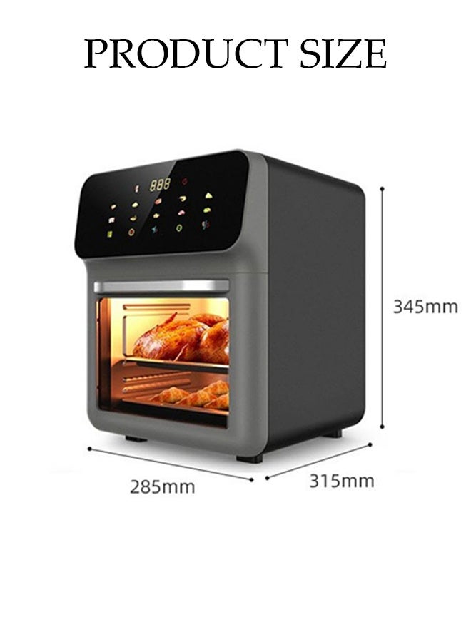 DUNISO قلاية هوائية أوتوماتيكية سعة 10 لتر 10 في 1 تحكم رقمي عالي السعة قلاية هوائية دوامية، دوران هواء ساخن، قلاية هوائية سريعة منخفضة الضوضاء مع نافذة واضحة وضوء لطهي صحي قليل الدهون بدون زيت - Image 4