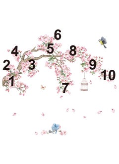 decalmile decalmile Cherry Blossom Tree Branch Wall Decals Pink Flower Birds Wall Stickers Bedroom Living Room Sofa TV Background Wall Decor  - Image 5