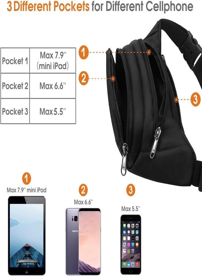 Aepigo Men’s Waist Bag with Waterproof Pocket & RFID Protection | Lightweight and Adjustable Fanny Pack Belt Pouch for Hiking, Travel & Outdoor Sports (Black) - Image 4