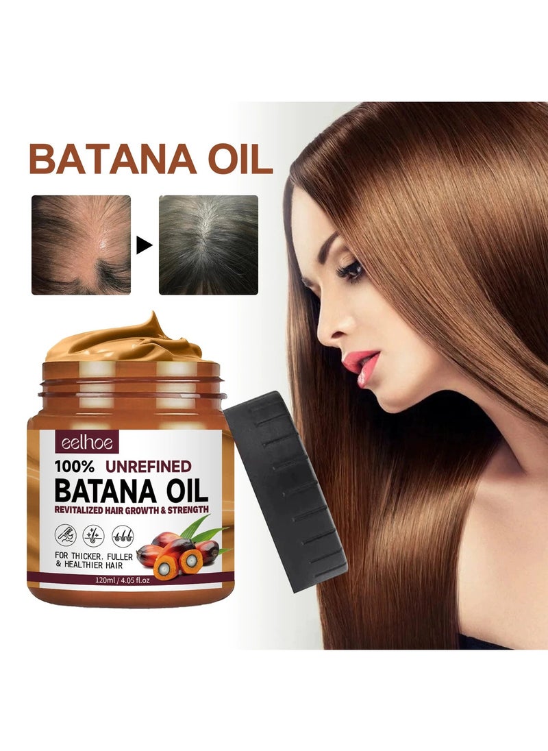 EELHOE - Batana Oil for Revitalized Hair Growth & Strength 100% Unrefined Thickens Fuller Healthier Hair, Organic Hair Treatment 120ml/4.05fl.oz - Image 1