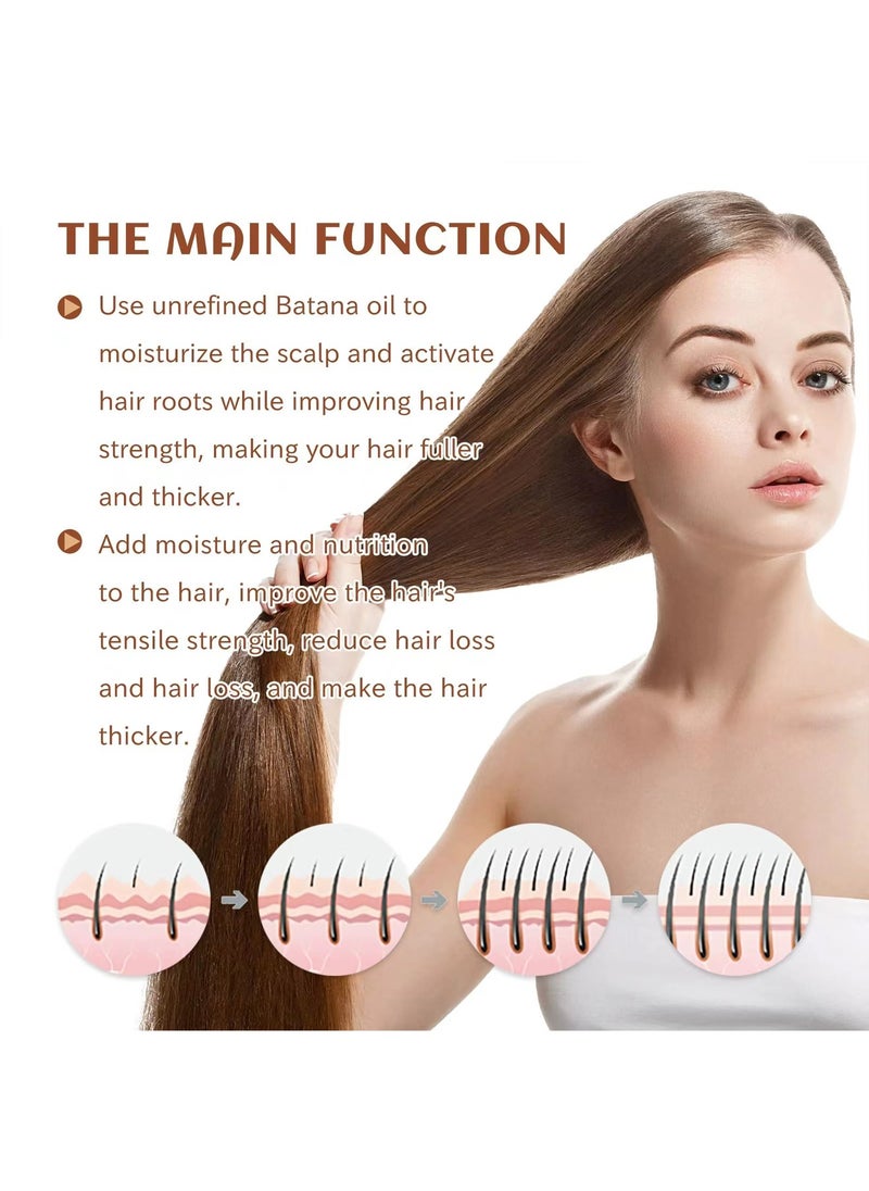 EELHOE - Batana Oil for Revitalized Hair Growth & Strength 100% Unrefined Thickens Fuller Healthier Hair, Organic Hair Treatment 120ml/4.05fl.oz - Image 1