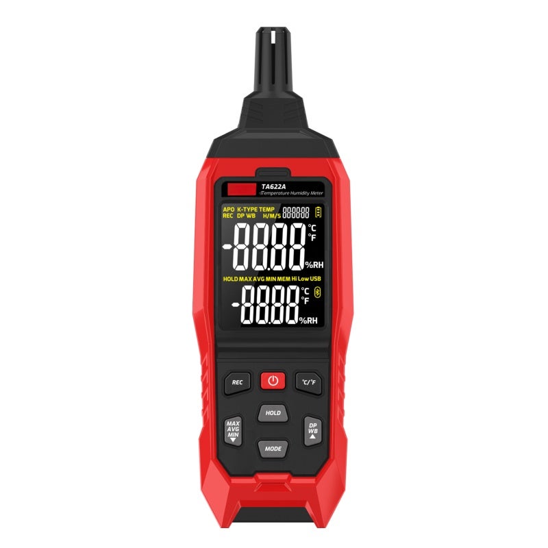 Temperature Humidity Meter: TA622A Red & Black - High Precision Measurement, Wide Measuring Range, Sound And Light Alarm Digital Dew Point Thermometer for Indoor Outdoor Environmental Monitoring - Image 1