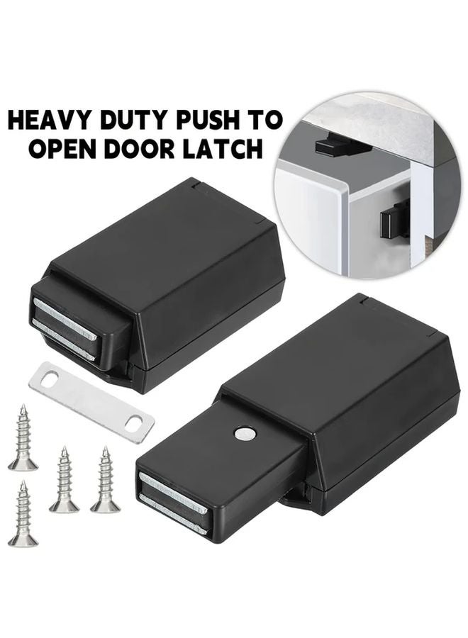 Black Zinc Alloy Push to Open Door Latch Magnetic Catch Cabinet Wardrobe Lock - Image 2