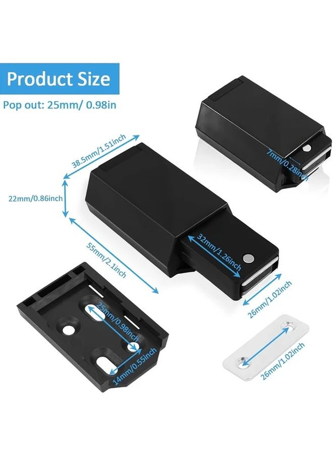 Black Zinc Alloy Push to Open Door Latch Magnetic Catch Cabinet Wardrobe Lock - Image 4