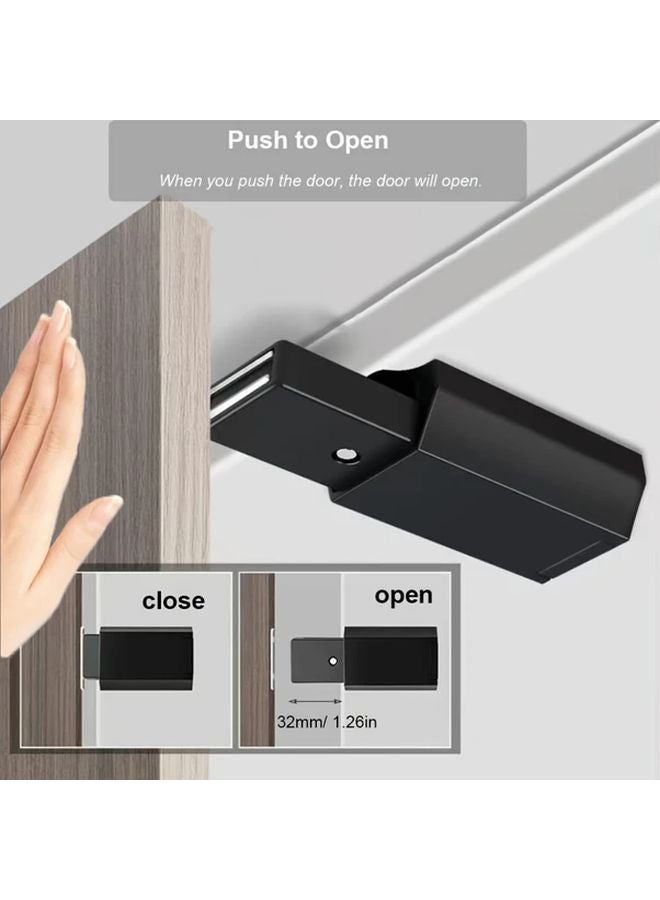 Black Zinc Alloy Push to Open Door Latch Magnetic Catch Cabinet Wardrobe Lock - Image 3