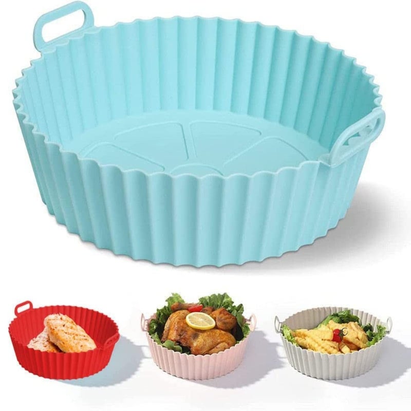 ARLICORPING Air Fryer Reusable Non-Stick Silicone Liner With Ear Handles, Accessories, Round Oven Pot, Foodgrade Heat Resistant (1-Psc), Medium - Image 1
