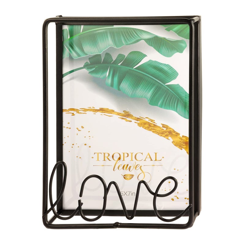 MKUN Metal Photo Collage Frame  tabletop Picture Frame with LOVE Decoration for DeskBlack 5x7