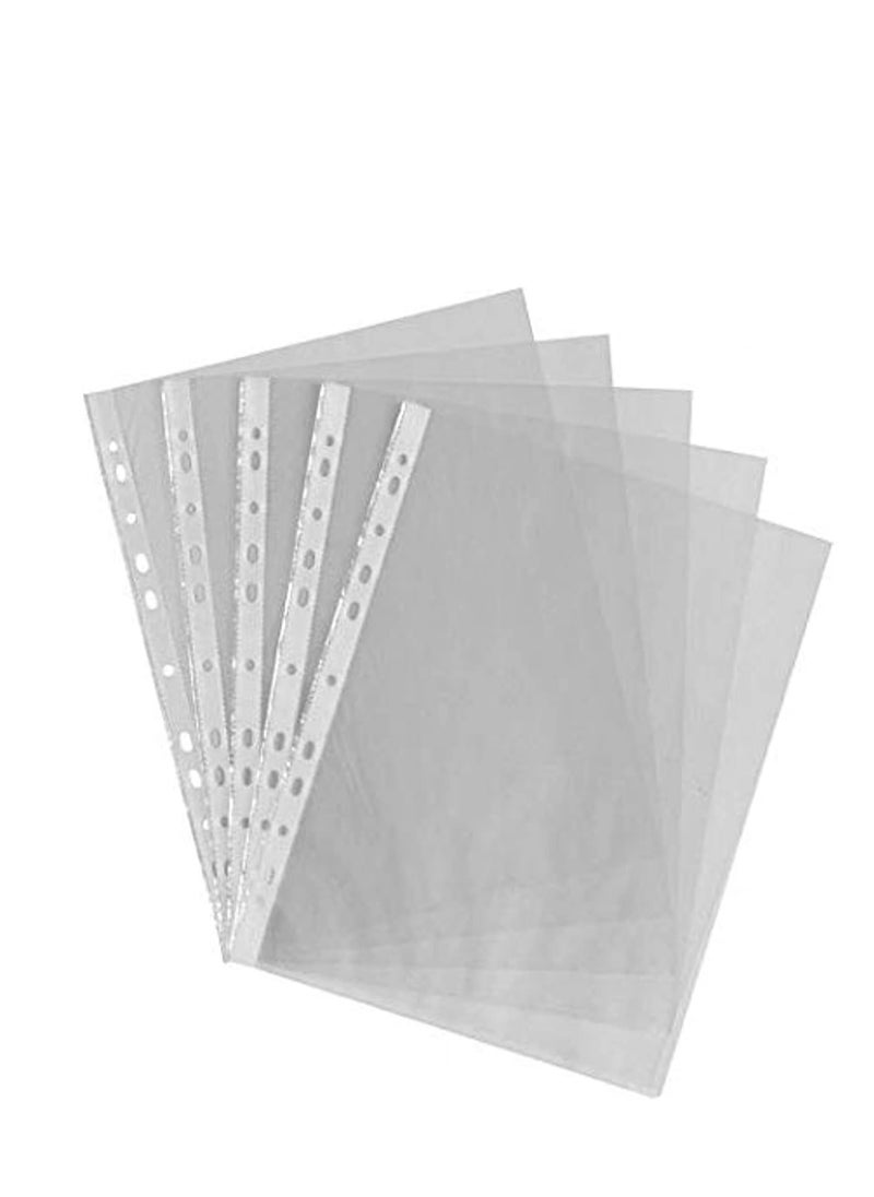Generic A4 Transparent file 100 Pcs Clear Plastic Folder Punched Pockets for Filing Paper & Documents (60 mic)  - Image 1