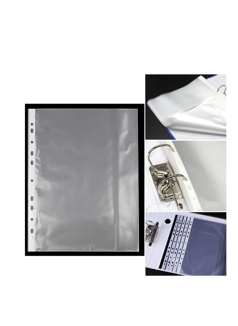 Generic A4 Transparent file 100 Pcs Clear Plastic Folder Punched Pockets for Filing Paper & Documents (60 mic)  - Image 4